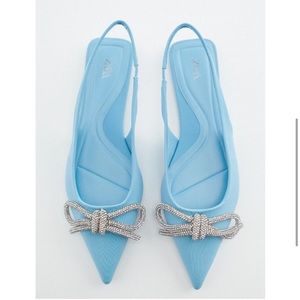 Embellished bow flat mules